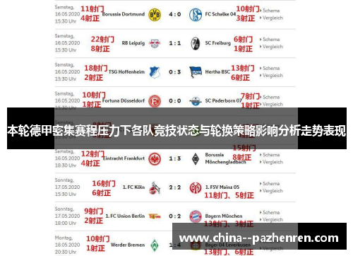 本轮德甲密集赛程压力下各队竞技状态与轮换策略影响分析走势表现 本轮德甲密集赛程压力下各队竞技状态与轮换策略影响分析走势表现
